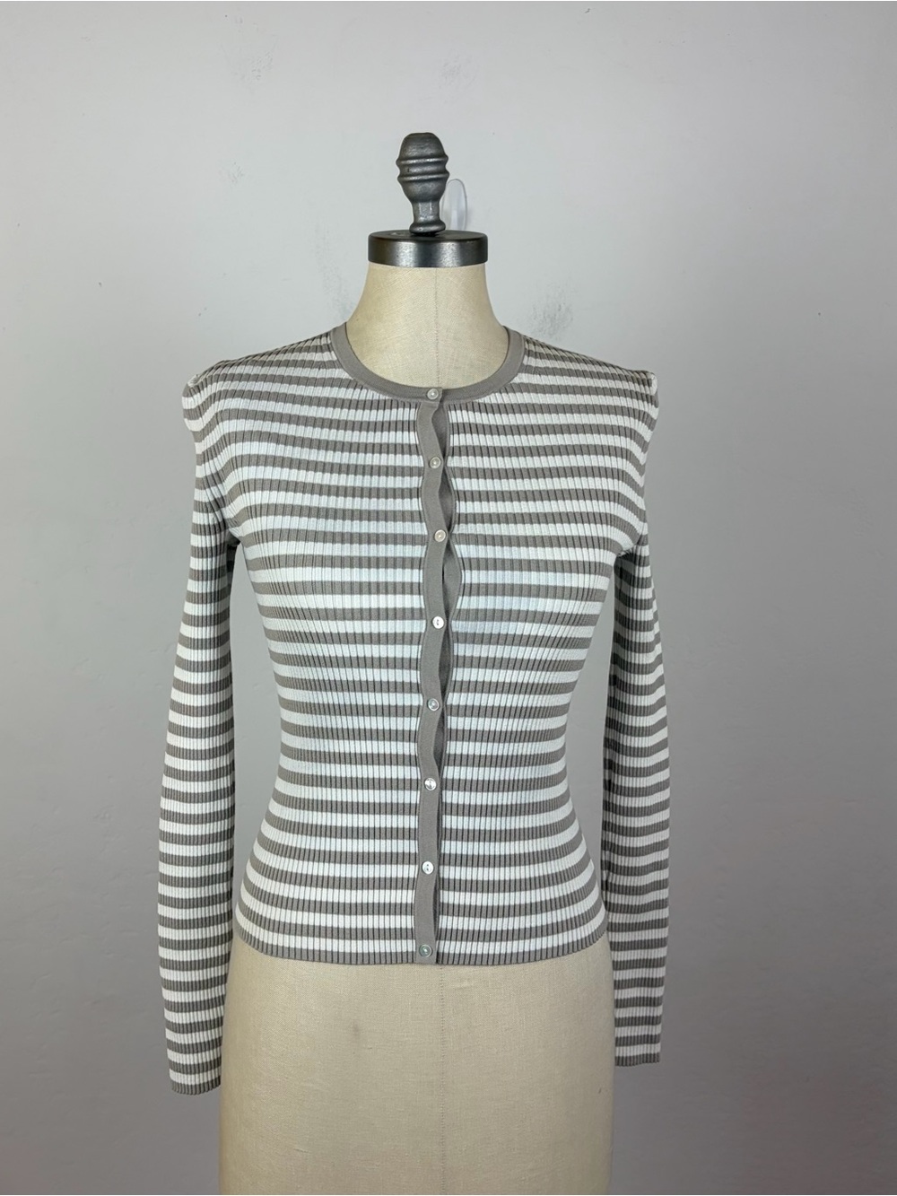 Theory Striped Ribbed Cardigan - Picture 2 of 8